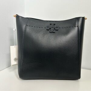 Tory Burch Black McGraw Medium Bucket Bag
